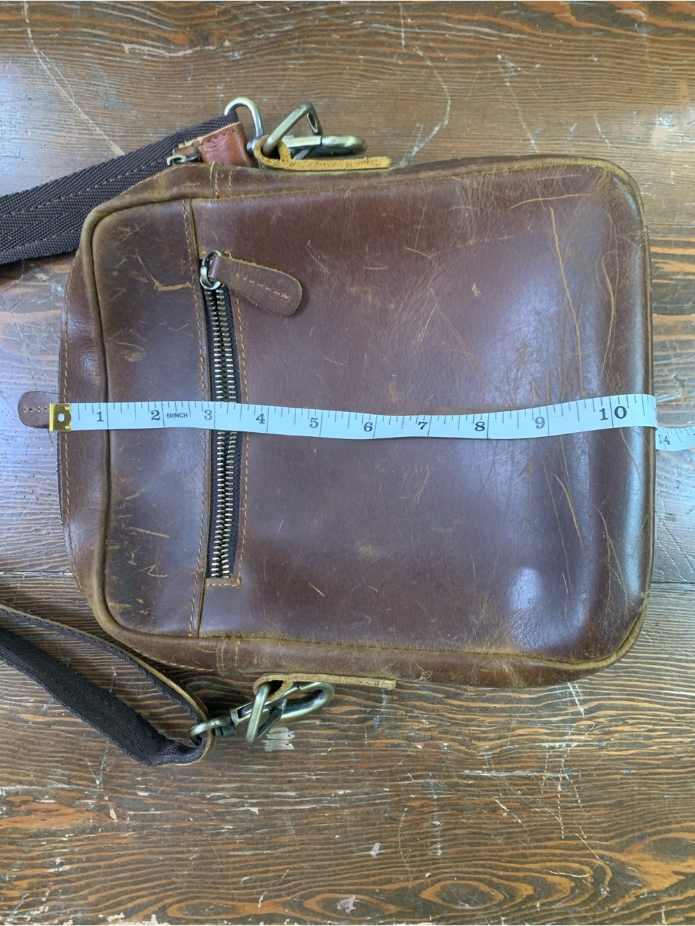 Jack & Chris Mens or Women’s Brown Leather Crossbody Bag with Multiple Pockets - Picture 15 of 15